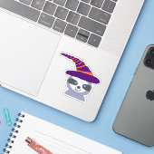 Sticker Sloth d'Halloween dans le Casquette de Witch (Ordinateur portable avec iPhone)