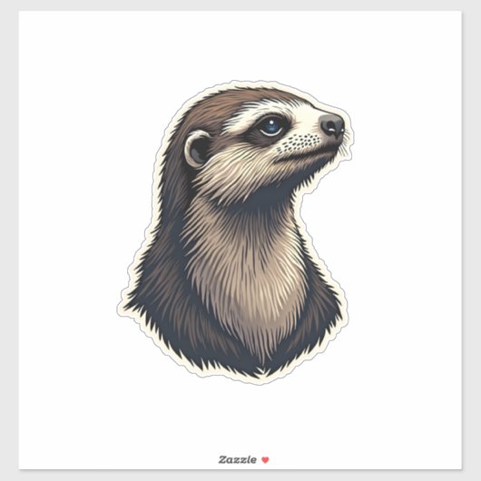 Sticker Sloth Engraved Portrait Vintage Tee 2 (Feuille)