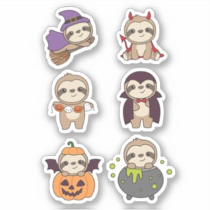 Sticker Sloth Halloween Devil Citrouille Vampire costume