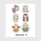 Sticker Sloth Halloween Devil Citrouille Vampire costume (Feuille)