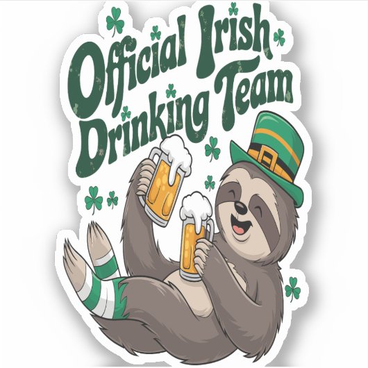 Sticker Sloth Irish Drinking St Patrick's Day (Devant)