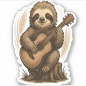 Sticker Sloth Jouer de la guitare (Devant)