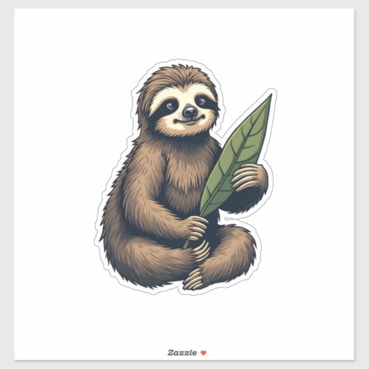 Sticker Sloth Line Engraving Classic Animal Tee (2) (Feuille)