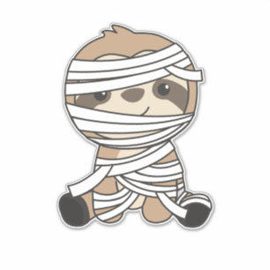 Sticker Sloth Mummy Citrouille Sloths Halloween heureux