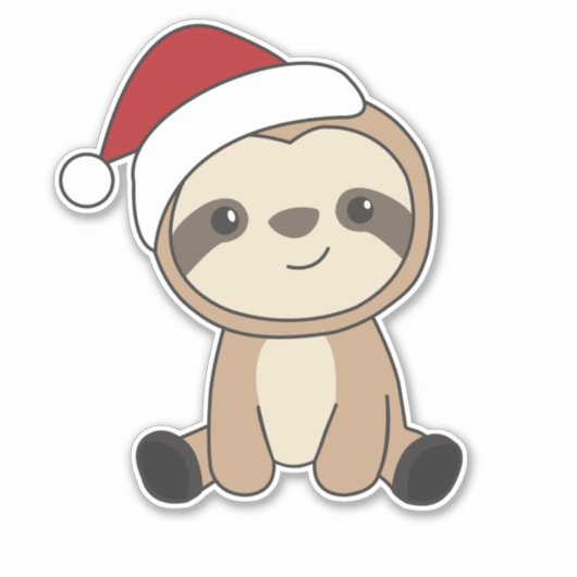 Sticker Sloth Noël Neige hiver Animaux Paresseux Classique (Devant)