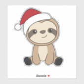 Sticker Sloth Noël Neige hiver Animaux Paresseux Classique (Feuille)