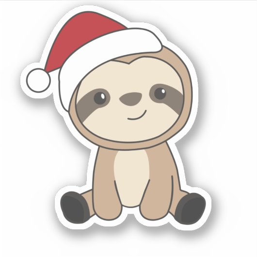 Sticker Sloth Noël Neige hiver Animaux Paresseux Classique (Devant)