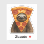 Sticker Sloth pizza drôle bizarre blank mème mignon joyeux (Feuille)
