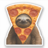 Sticker Sloth pizza drôle bizarre blank mème mignon joyeux (Devant)