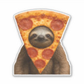 Sticker Sloth pizza drôle bizarre blank mème mignon joyeux (Devant)