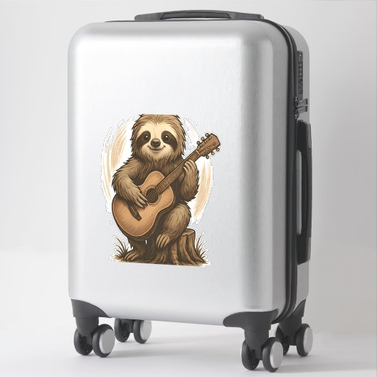 Sticker Sloth Playing Guitar (Sur valise)