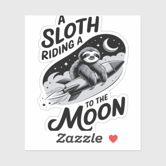 Sticker Sloth Riding a Rocket to the Moon (Feuille)