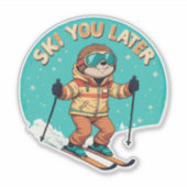 Sticker Sloth Skiing - Funny Winter Sloth Ski Vous Plus Ta (Devant)