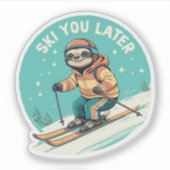Sticker Sloth Skiing - Funny Winter Sloth Ski Vous Plus Ta (Devant)