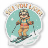 Sticker Sloth Skiing - Funny Winter Sloth Ski Vous Plus Ta (Devant)
