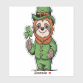 Sticker Sloth St Patrick's Day Irish Lucky (Feuille)