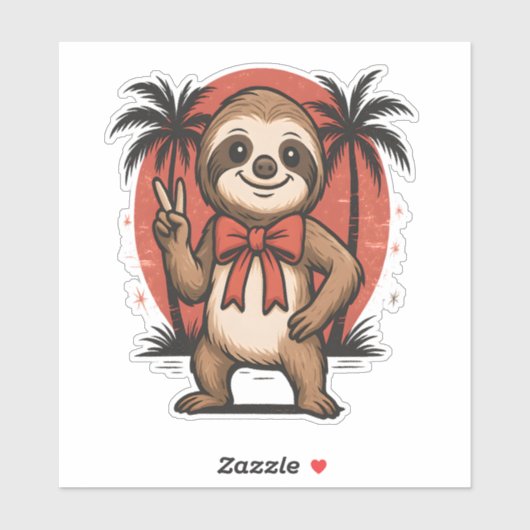 Sticker Sloth Summer Beach Rocking (Feuille)