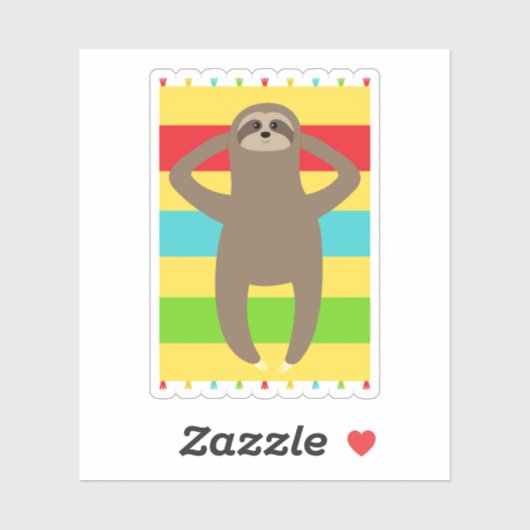 Sticker Sloth Sur La Plage (Feuille)