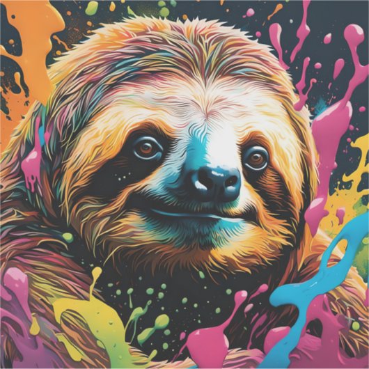 Sticker Sloth with splatters (Devant)