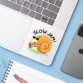 Sticker Slow Jam Funky Musique Animal Pun (Ordinateur portable avec iPhone)