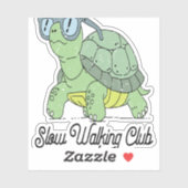 Sticker Slow Walking Club Cute Funny Turtle (Feuille)