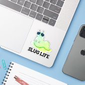 Sticker Slug Life Funky Green Slug Pun (Ordinateur portable avec iPhone)