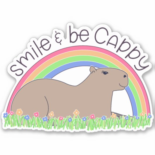 Sticker Smile and Be Cappy mignon et heureux capybara (Devant)