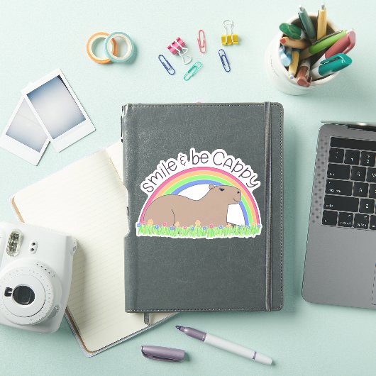 Sticker Smile and Be Cappy mignon et heureux capybara (Couverture iPad)