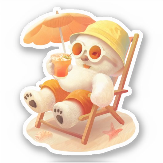 Sticker Smile Dog - Mode Plage Activé (Devant)