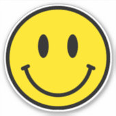 Sticker Smile Happy Face Emoji Jaune Black Retro Vinyl (Devant)