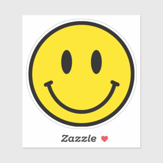 Sticker Smile Happy Face Emoji Jaune Black Retro Vinyl (Feuille)