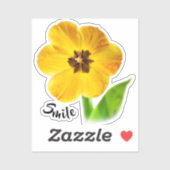 Sticker Smile - Tulipe de printemps jaune - Photo florale  (Feuille)