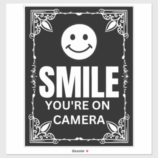 Sticker Smile You’re on Camera Sign, Surveillance vidéo (Feuille)