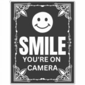 Sticker Smile You’re on Camera Sign, Surveillance vidéo (Devant)