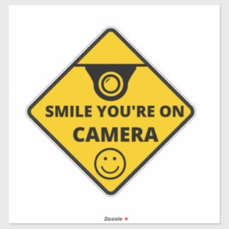 Sticker Smile You're On Camera Sign, Vidéo Surveillance