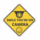 Sticker Smile You're On Camera Sign, Vidéo Surveillance (Devant)