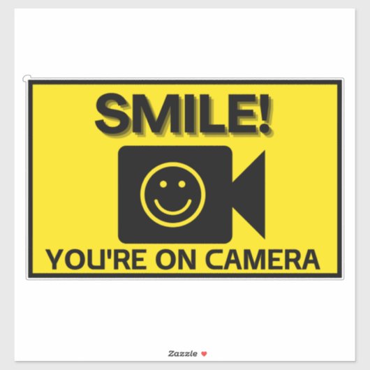 Sticker Smile You're On Camera Sign, Vidéo Surveillance S (Feuille)