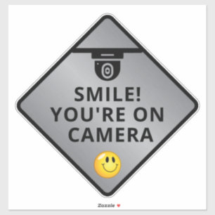 Sticker Smile You're On Camera Sign, Vidéo Surveillance S