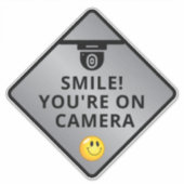 Sticker Smile You're On Camera Sign, Vidéo Surveillance S (Devant)