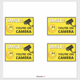 Sticker Smile You're On Camera Sign, Vidéo Surveillance S