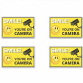 Sticker Smile You're On Camera Sign, Vidéo Surveillance S (Devant)