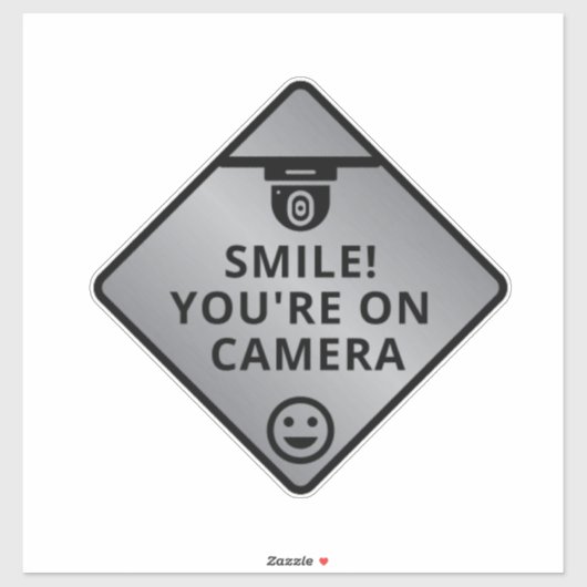 Sticker Smile You're On Camera Sign, Vidéo Surveillance S (Feuille)