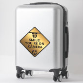 Sticker Smile You're On Camera Sign, Vidéo Surveillance S (Sur valise)
