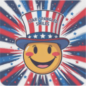 Sticker Smiley patriotique moderne "sourires étoilés" (Devant)