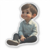 Sticker Smiling Jewish Boy – Cute Design with Kippah (Devant)