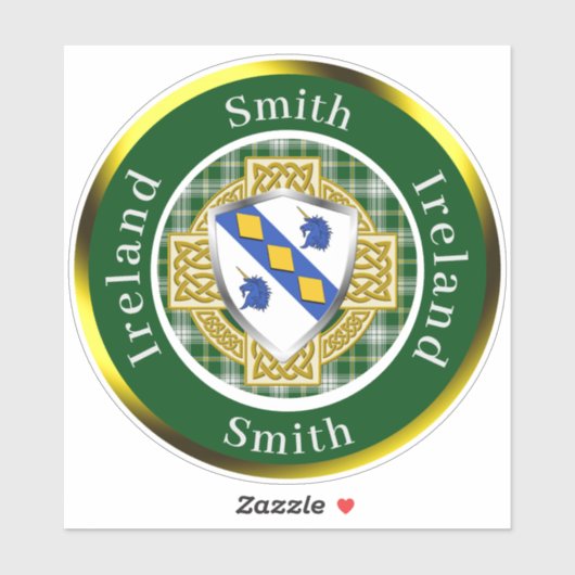 Sticker Smith Irish Shield/Celtic Cross Personalized (Feuille)