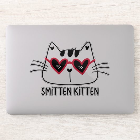 Sticker Smitten Kitten rouge lunettes de soleil de coeur V (Ordinateur)