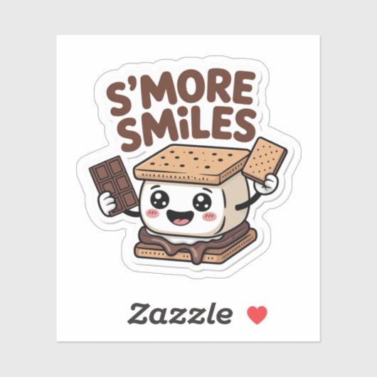 Sticker S'more Sourires Cute Kawaii Campfire Treat (Feuille)
