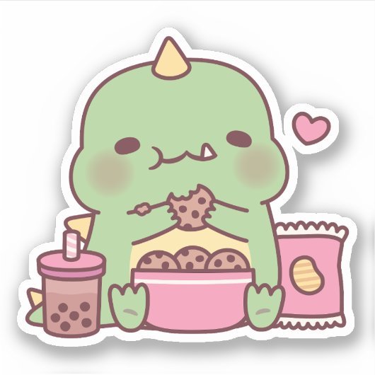 Sticker Snacking De Dinosaure Sur Les Cookies (Devant)