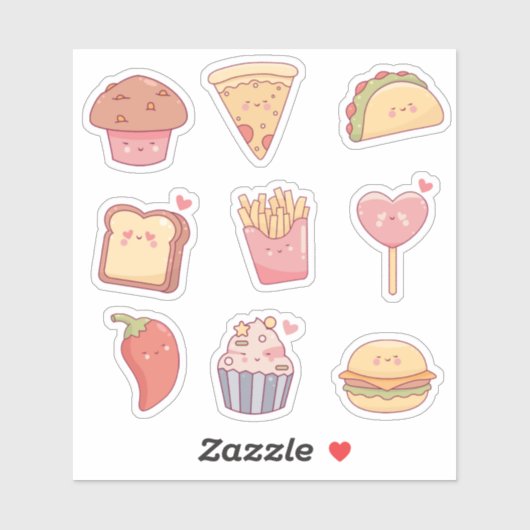 Sticker Snacks Kawaii (Feuille)